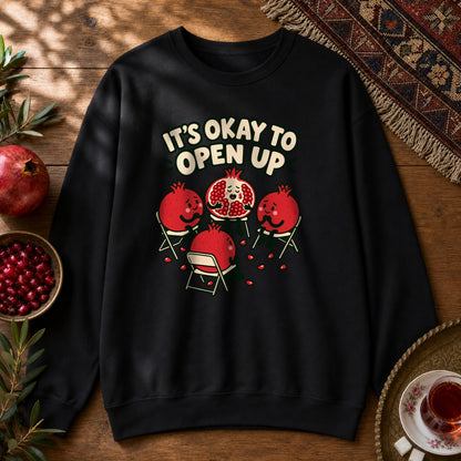 It's Okay to Open Up Sweatshirt - Black