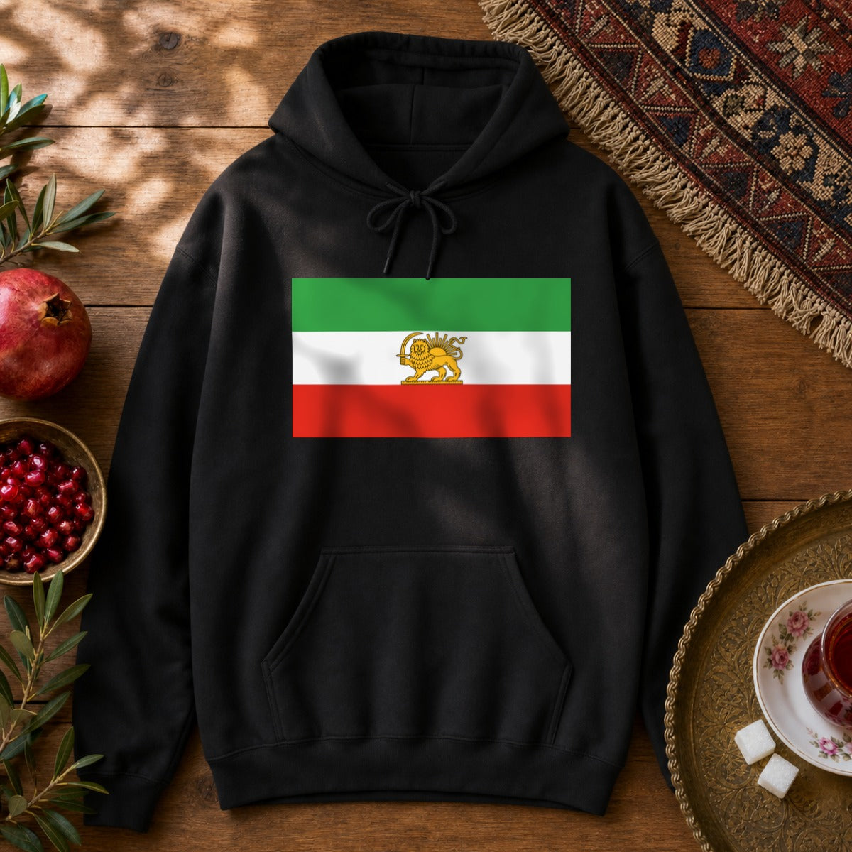 Shir-o-Khorshid (Lion & Sun) Hoodie - Black