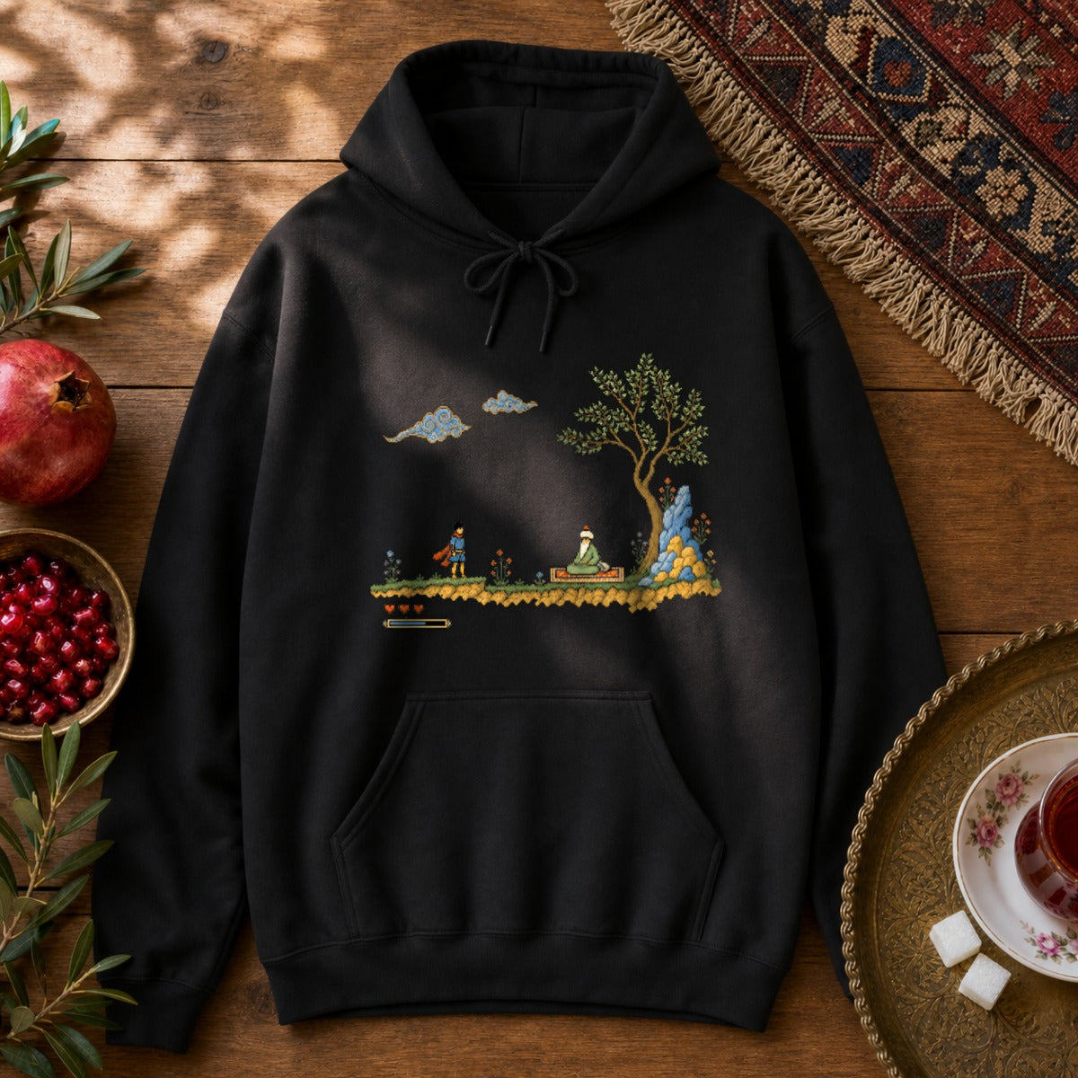 Retro Quest - Pixel Art Hoodie - Black