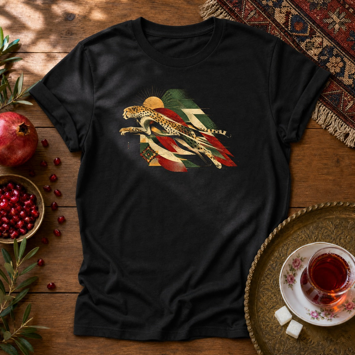 Asian Cheetah Unisex T-Shirt - Black