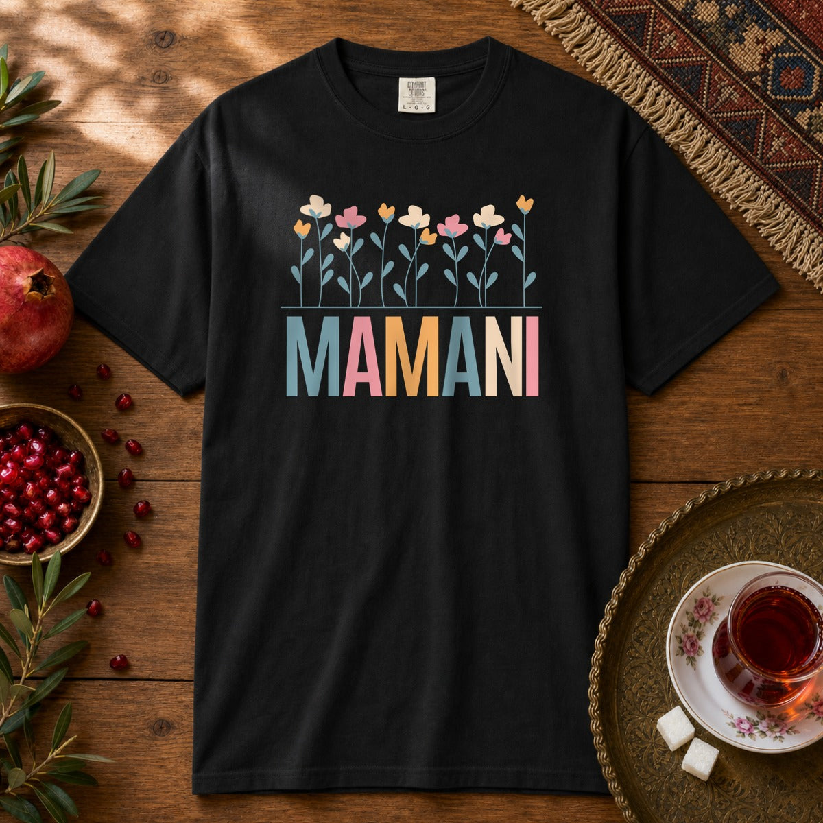 Mamani Floral Premium Tee - Black