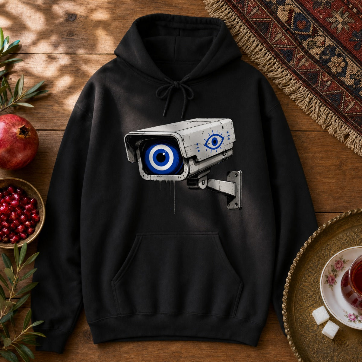 Evil Eye Watching Hoodie - Black