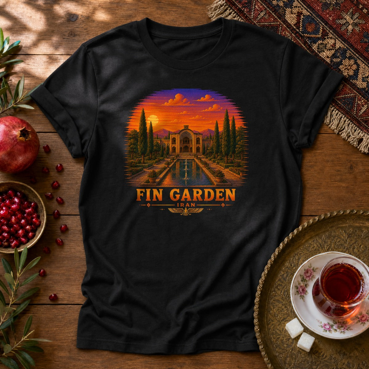 Fin Garden - Pixel Art Unisex T-Shirt - Black
