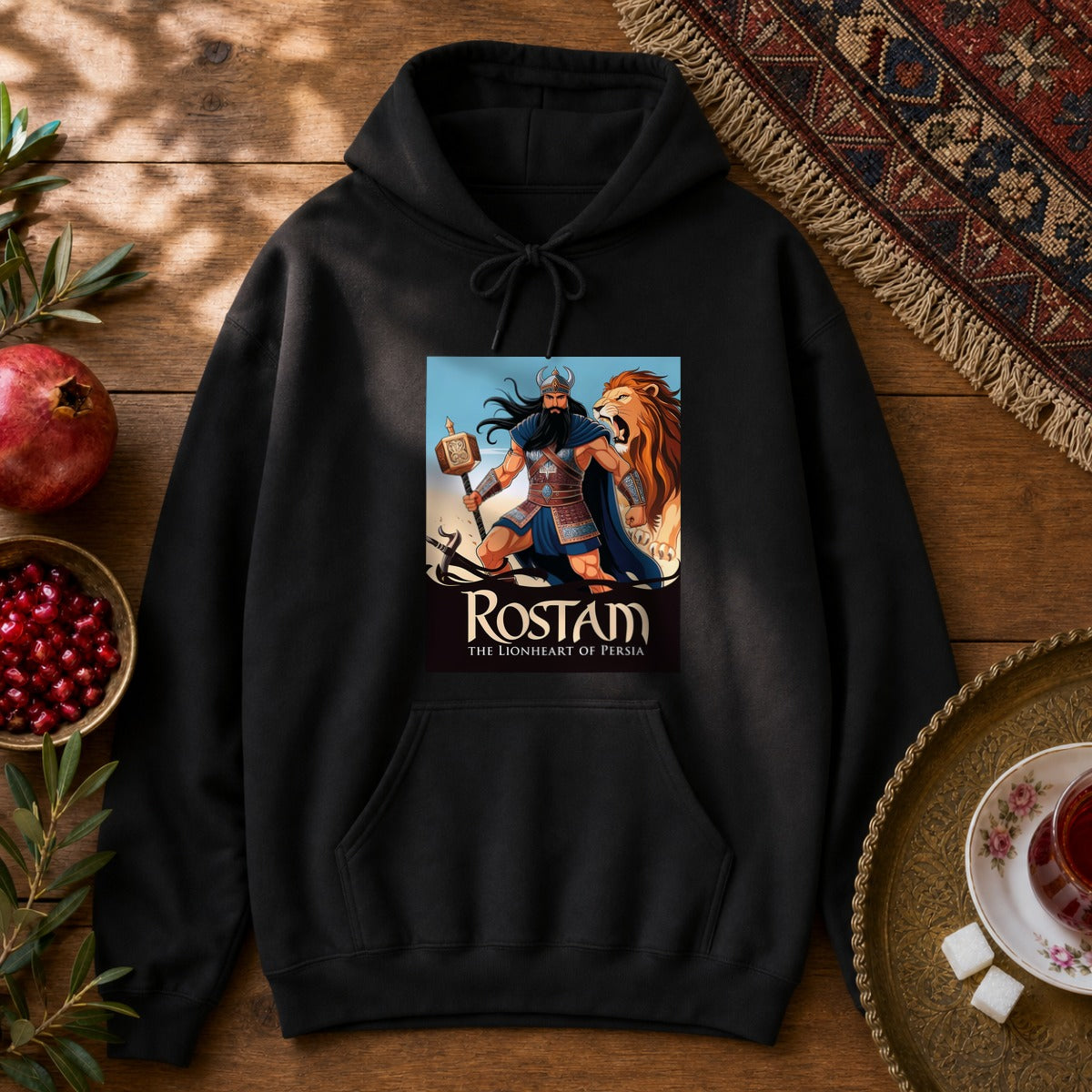 Rostam, the Lionheart of Persia Hoodie - Black