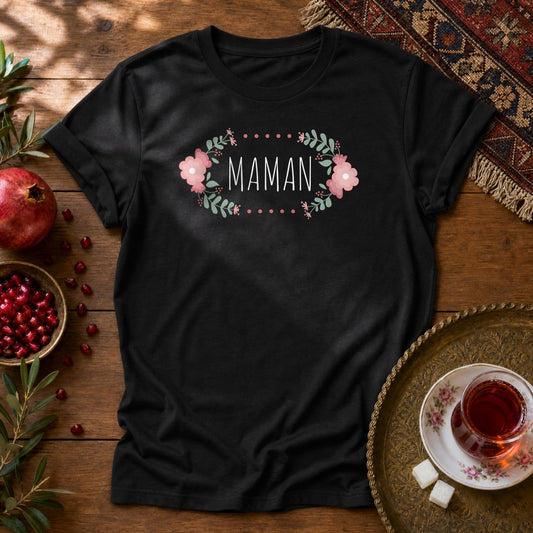 Floral Maman Unisex T-Shirt - Black