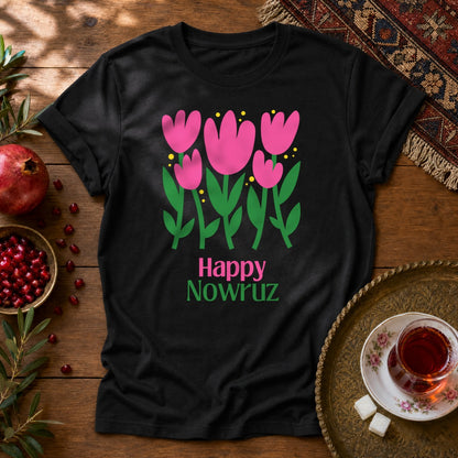 Nowruz Tulips Unisex T-Shirt - Black