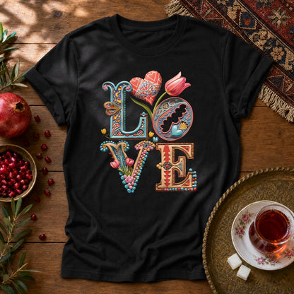 Persian Love Blossoms Unisex T-shirt - Black