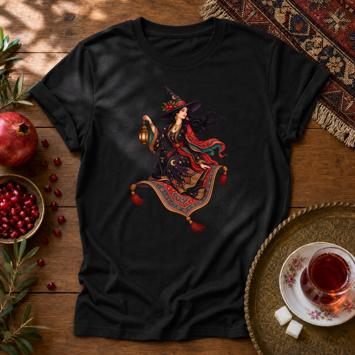 Witch and the Magic Carpet Unisex T-Shirt - Black