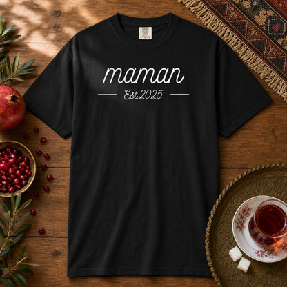 Maman, Est 2025 Premium Tee - Black
