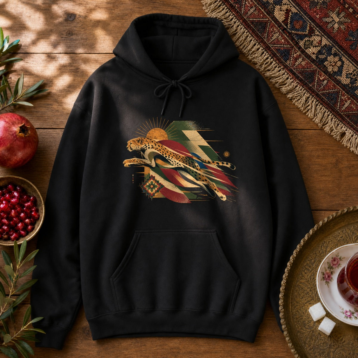 Asian Cheetah Hoodie - Black
