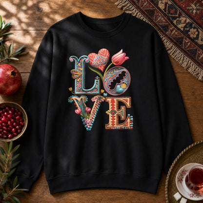 Persian Love Blossoms Sweatshirt - Black