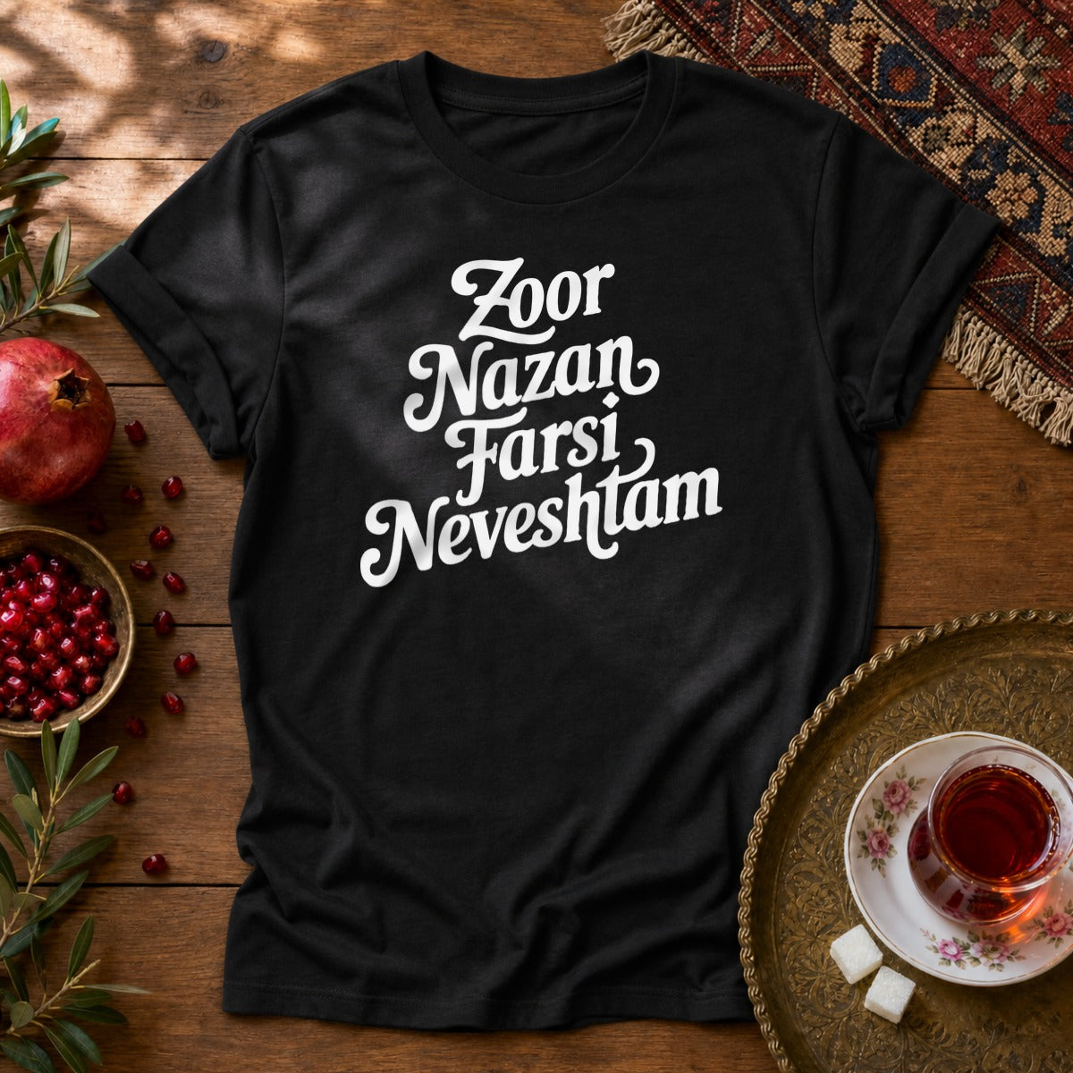 Zoor Nazan Farsi Neveshtam Unisex T-Shirt - Black