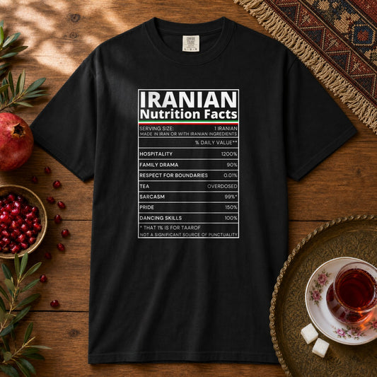 Iranian Nutrition Facts Premium Tee - Black