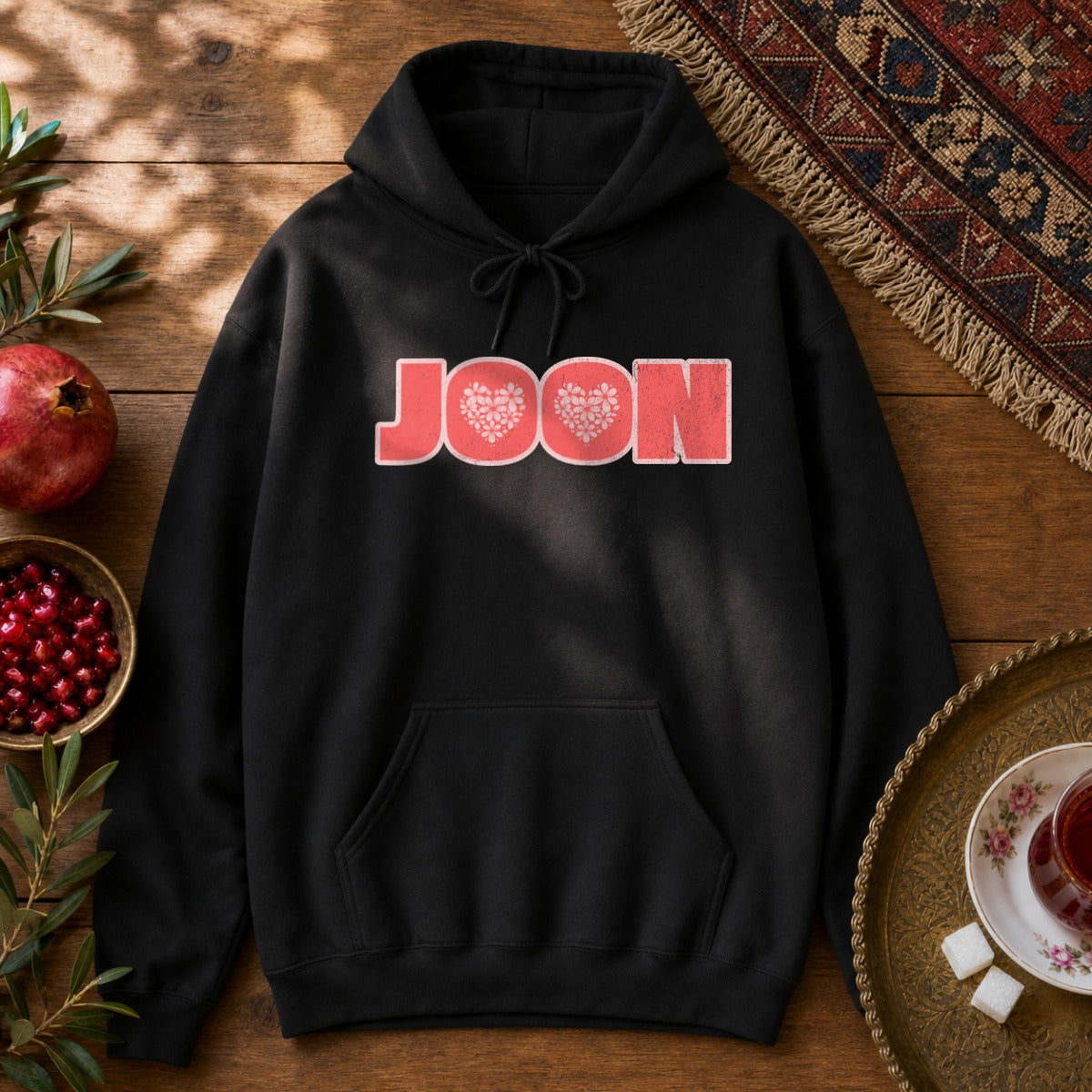 Joon Floral Hoodie - Black