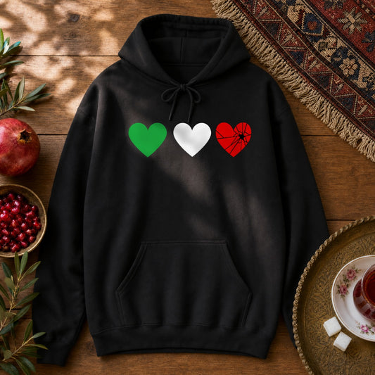 Iran Shattered Heart Hoodie - Black