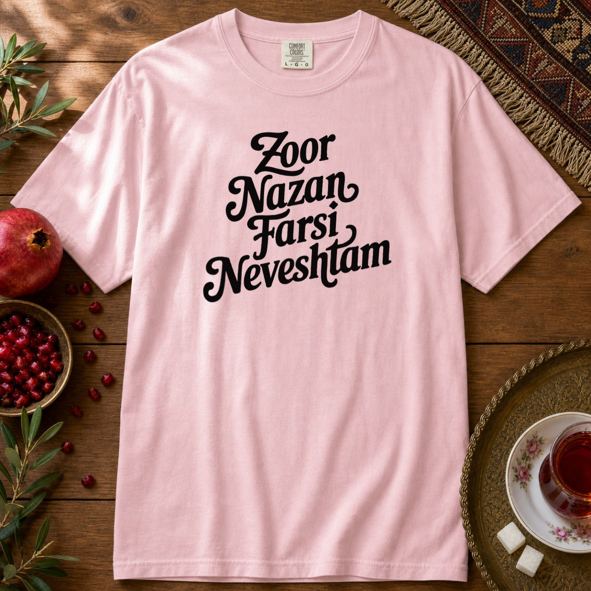 Zoor Nazan Farsi Neveshtam Premium Tee - Blossom