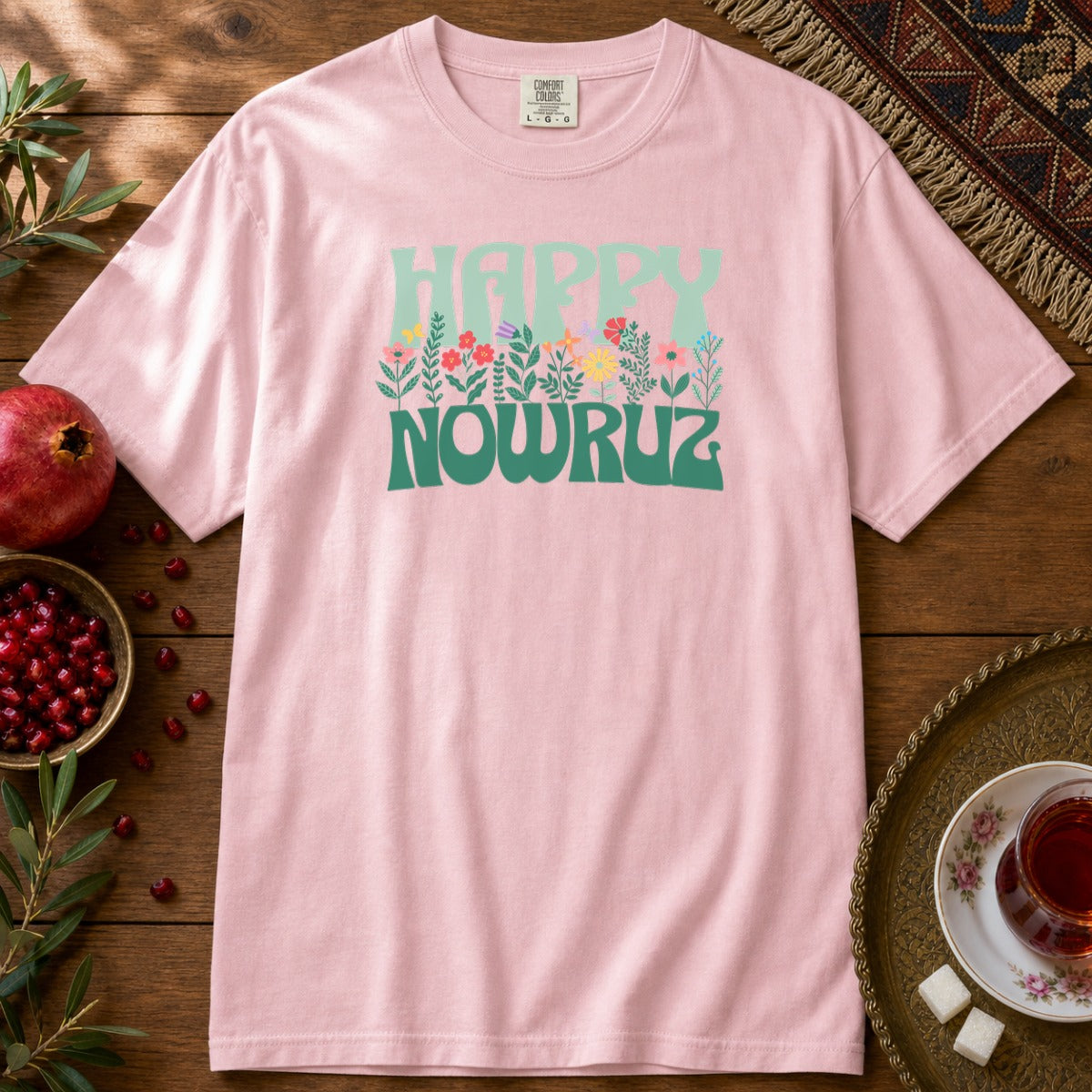 Happy Nowruz Floral Premium Tee - Blossom