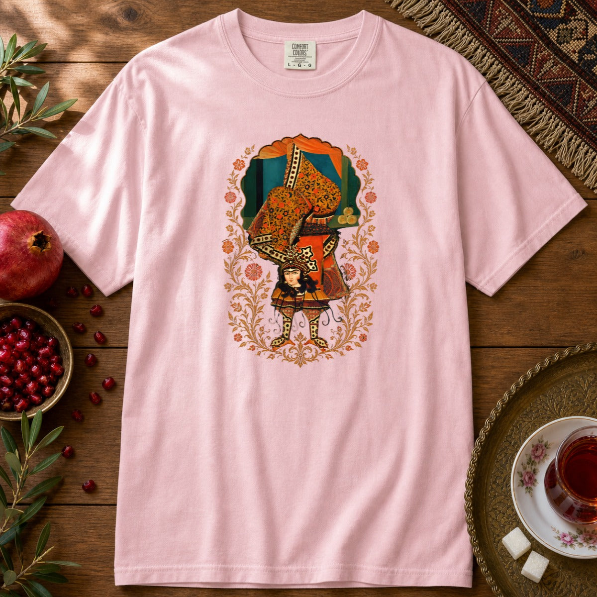 Balancing, Qajar Style Premium Tee - Blossom