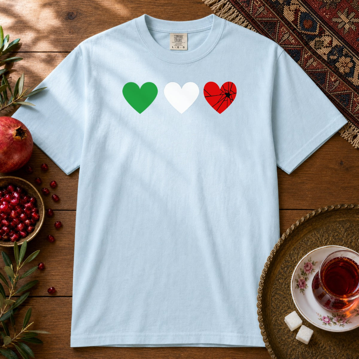 Iran Shattered Heart Premium Tee - Chambray