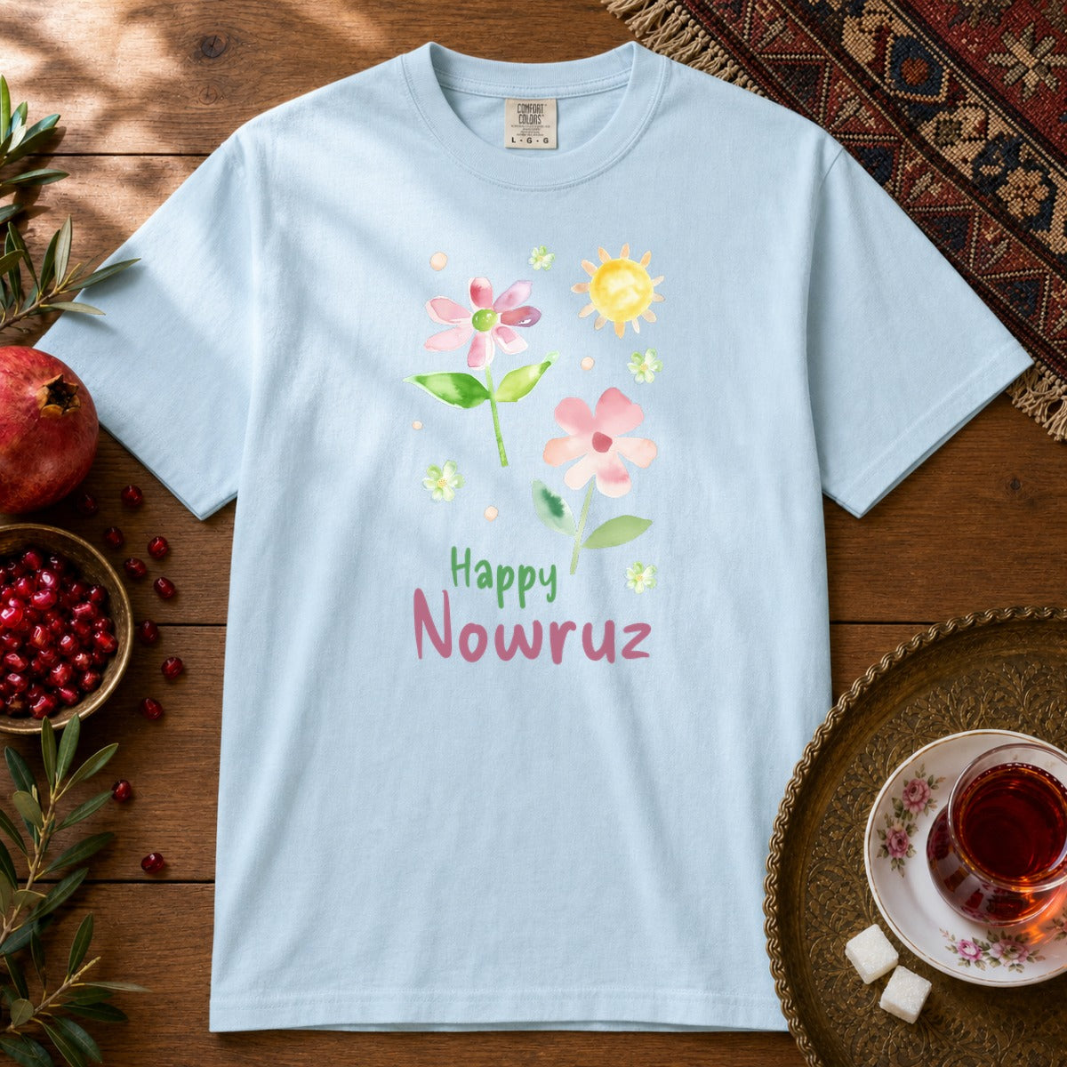 Happy Nowruz - Watercolor Premium Tee - Chambray