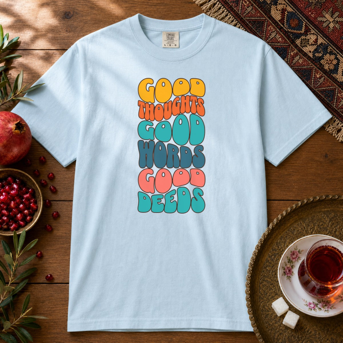 Good thoughts, good words, good deeds - hippie Premium Tee - Chambray