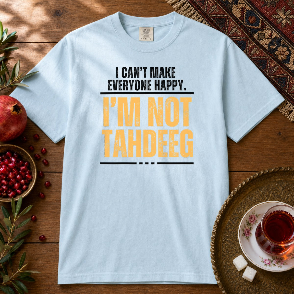 I'm Not Tahdeeg  Premium Tee - Chambray