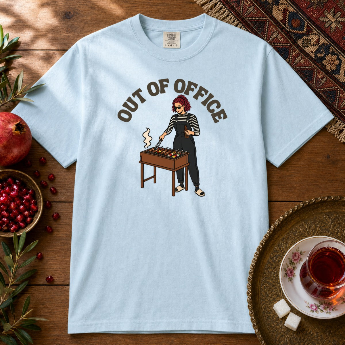 Out of Office - Female Premium Tee - Chambray
