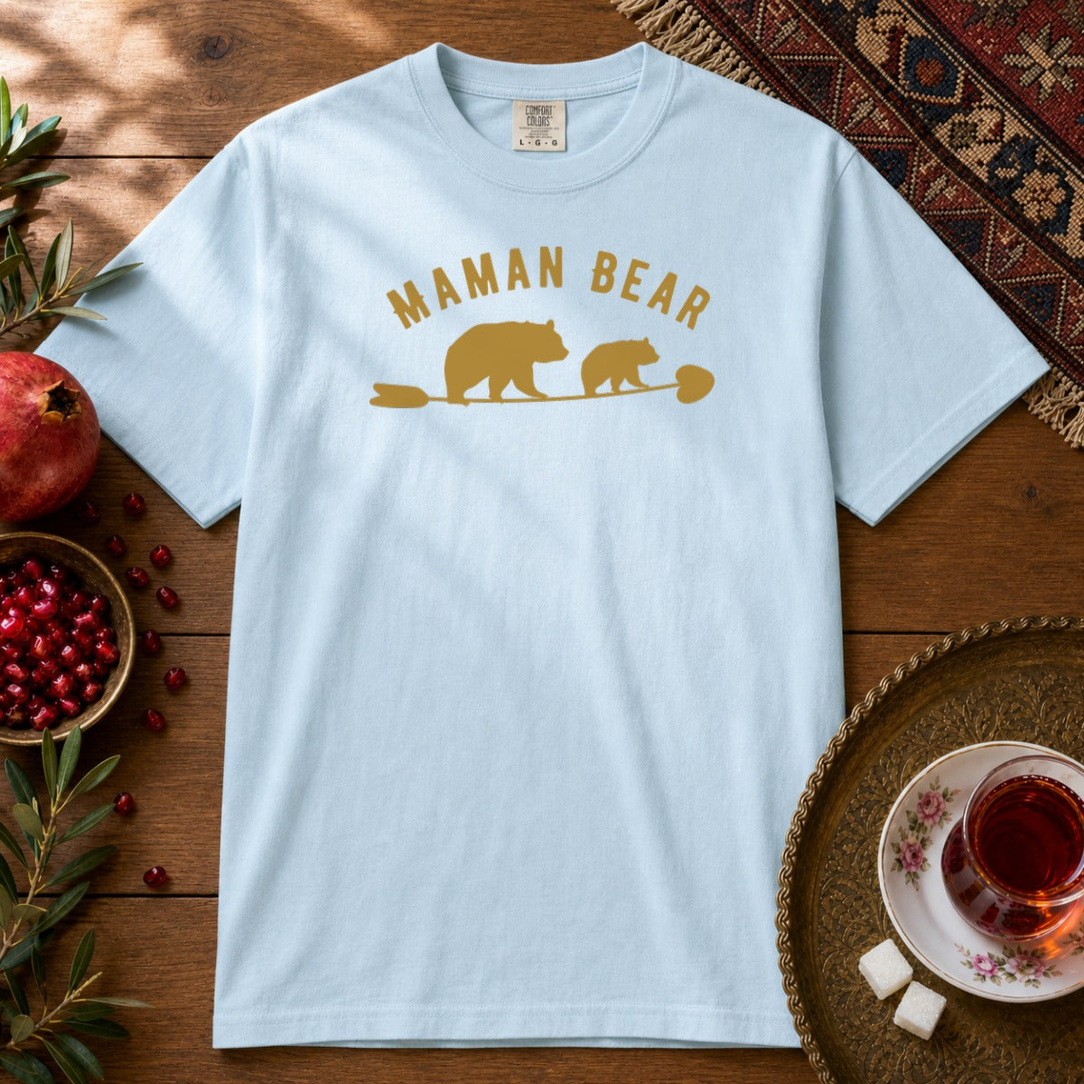 Maman Bear Premium Tee - Chambray
