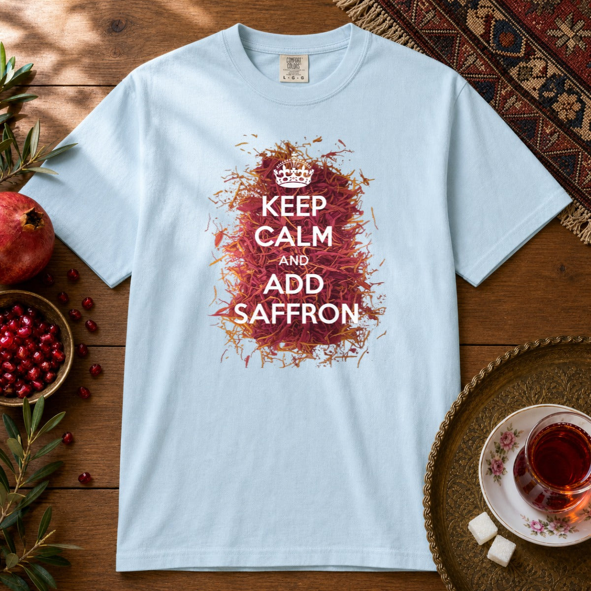 Keep Calm and Add Saffron Premium Tee - Chambray
