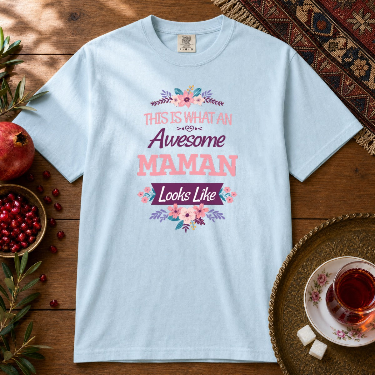 Awesome Maman Premium Tee - Chambray