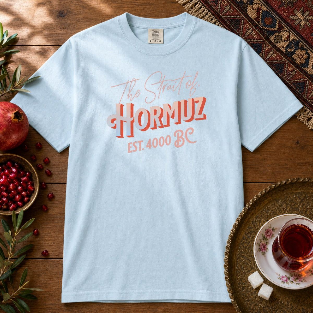 The Strait of Hormuz Premium Tee - Chambray