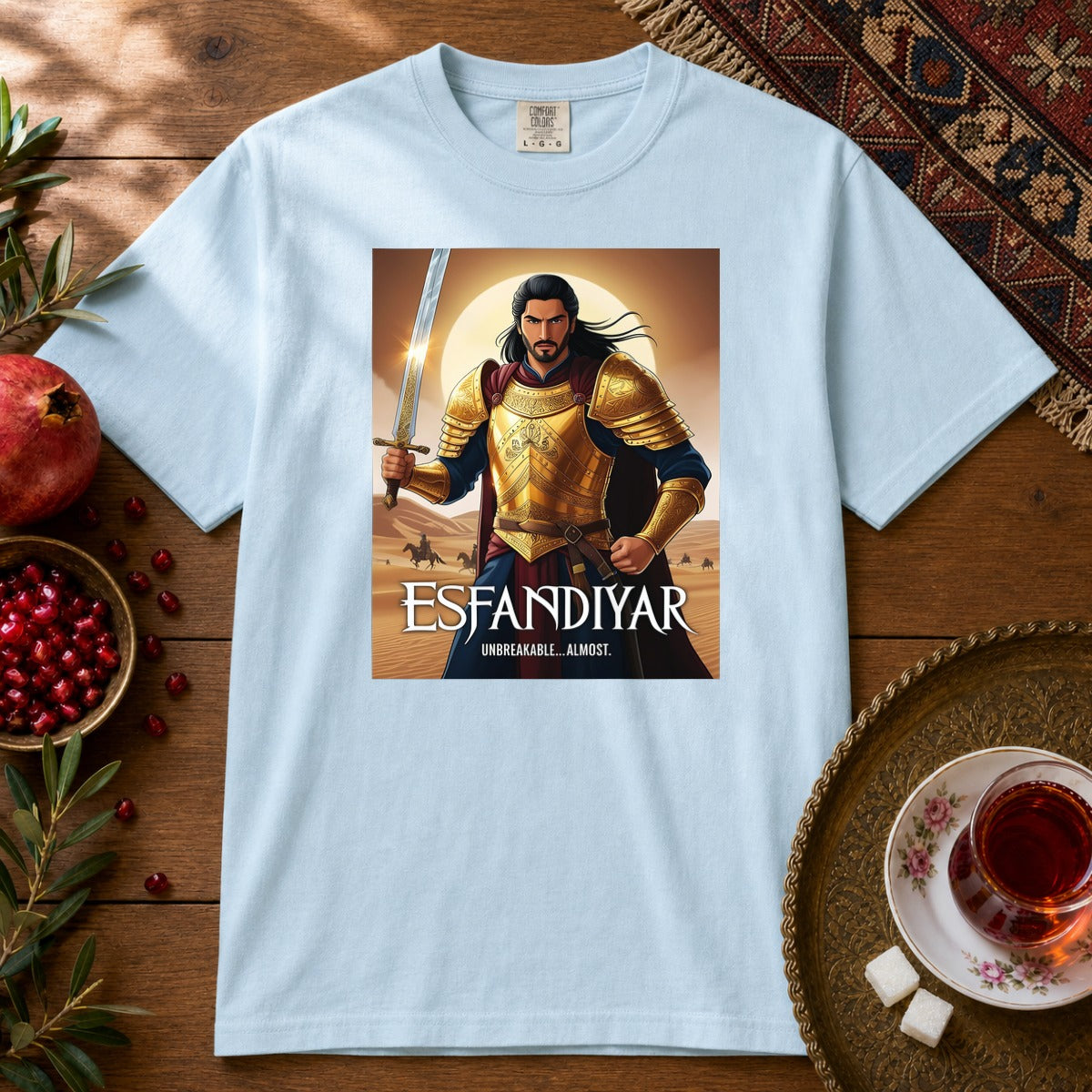 Esfandiyar Unbreakable ... Almost  Premium Tee - Chambray