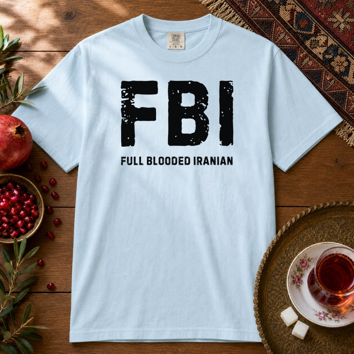 FBI, Full Blooded Iranian Premium Tee - Chambray