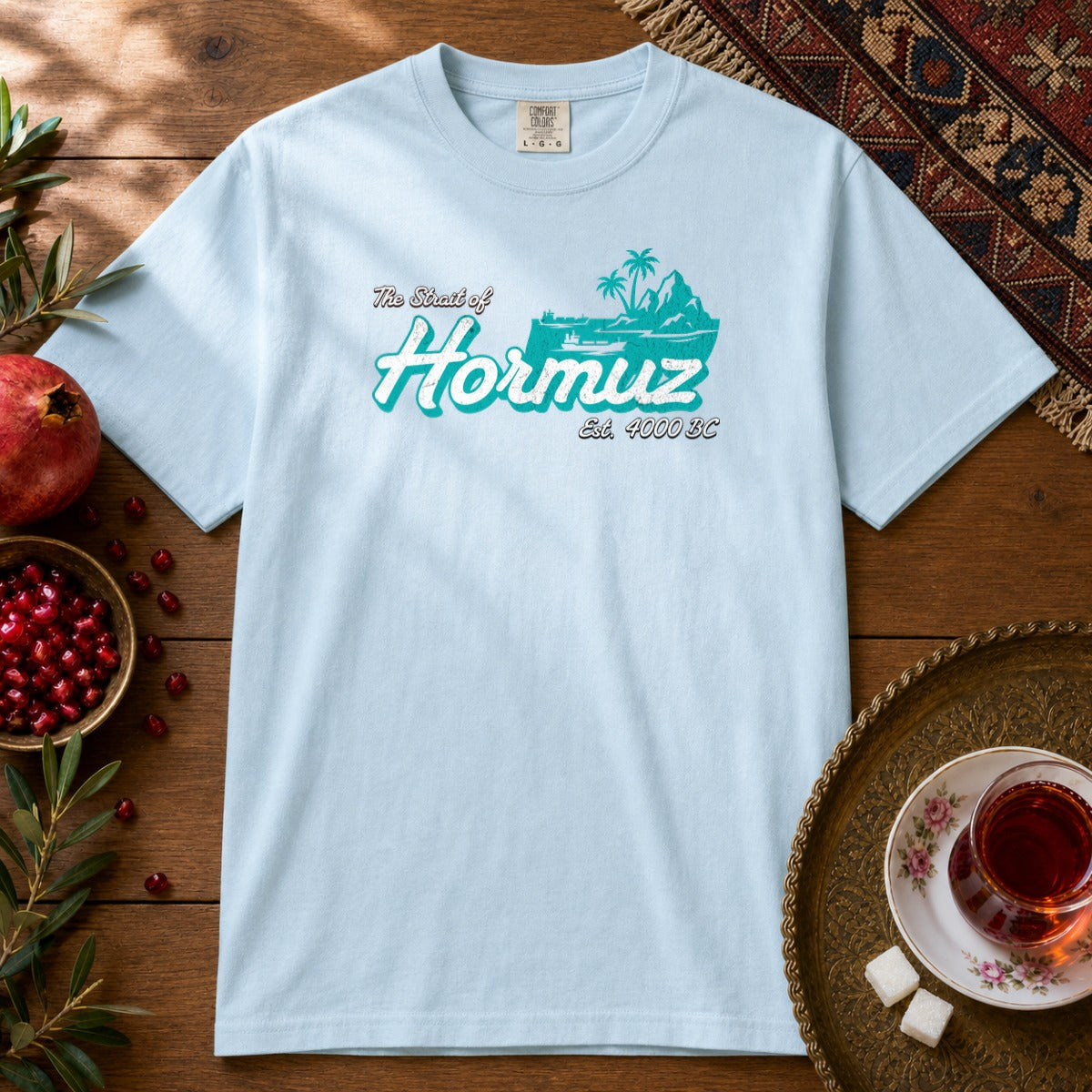 Strait of Hormuz Scene Premium Tee - Chambray