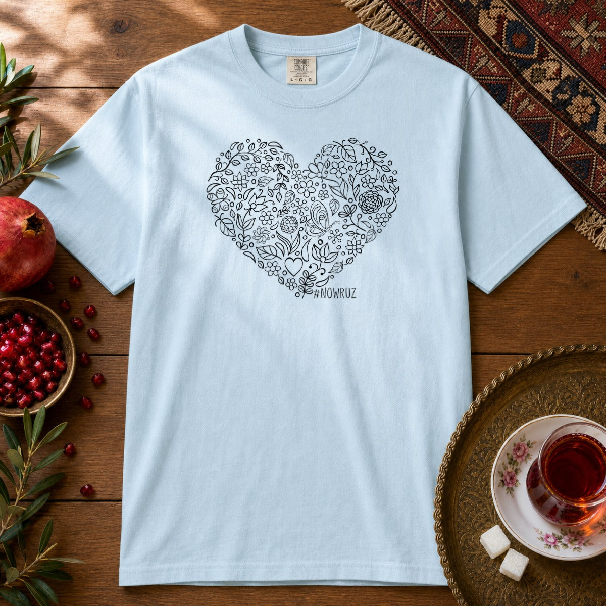 Nowruz Heart Premium Tee - Chambray