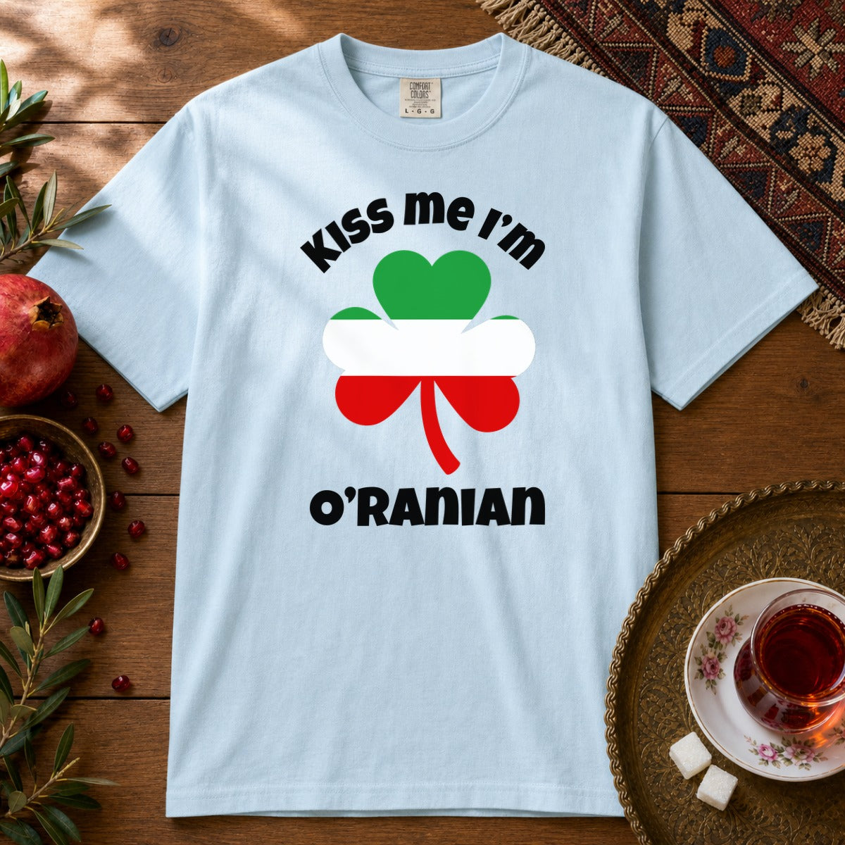 Kiss Me I'm O'Ranian Premium Tee - Chambray