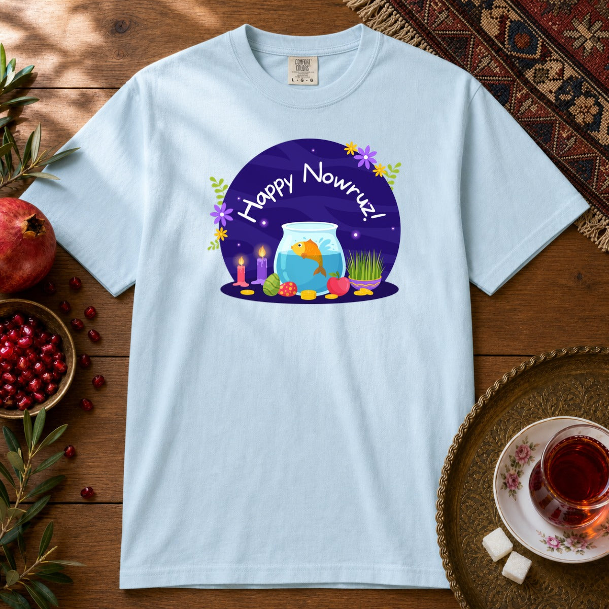 Haft-Seen Nowruz Premium Tee - Chambray