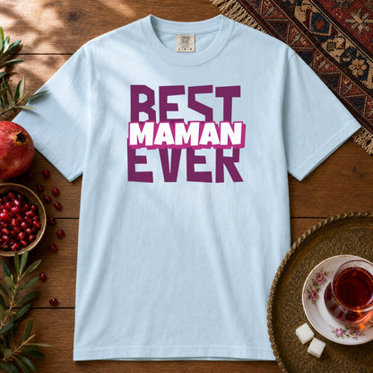 Best Maman Ever Premium Tee - Chambray