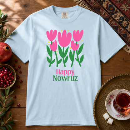 Happy Nowruz Tulips Premium Tee - Chambray