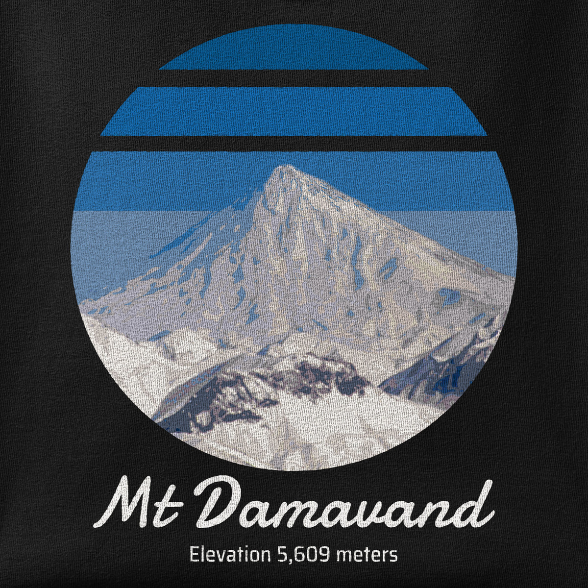 Close-up of the Damavand print showing ink detail on the fabric