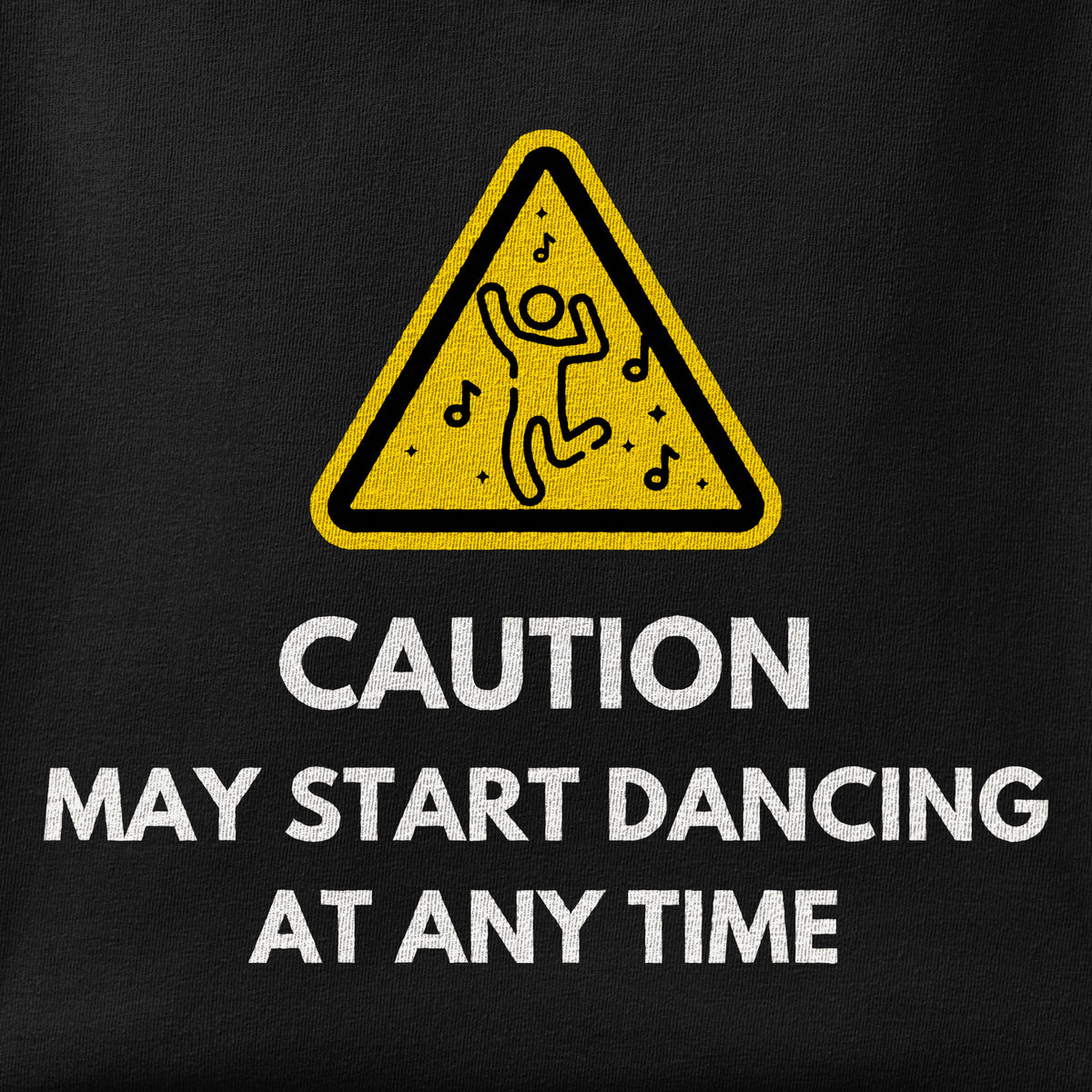 Close-up of the Dance Caution Sign print showing ink detail on the fabric