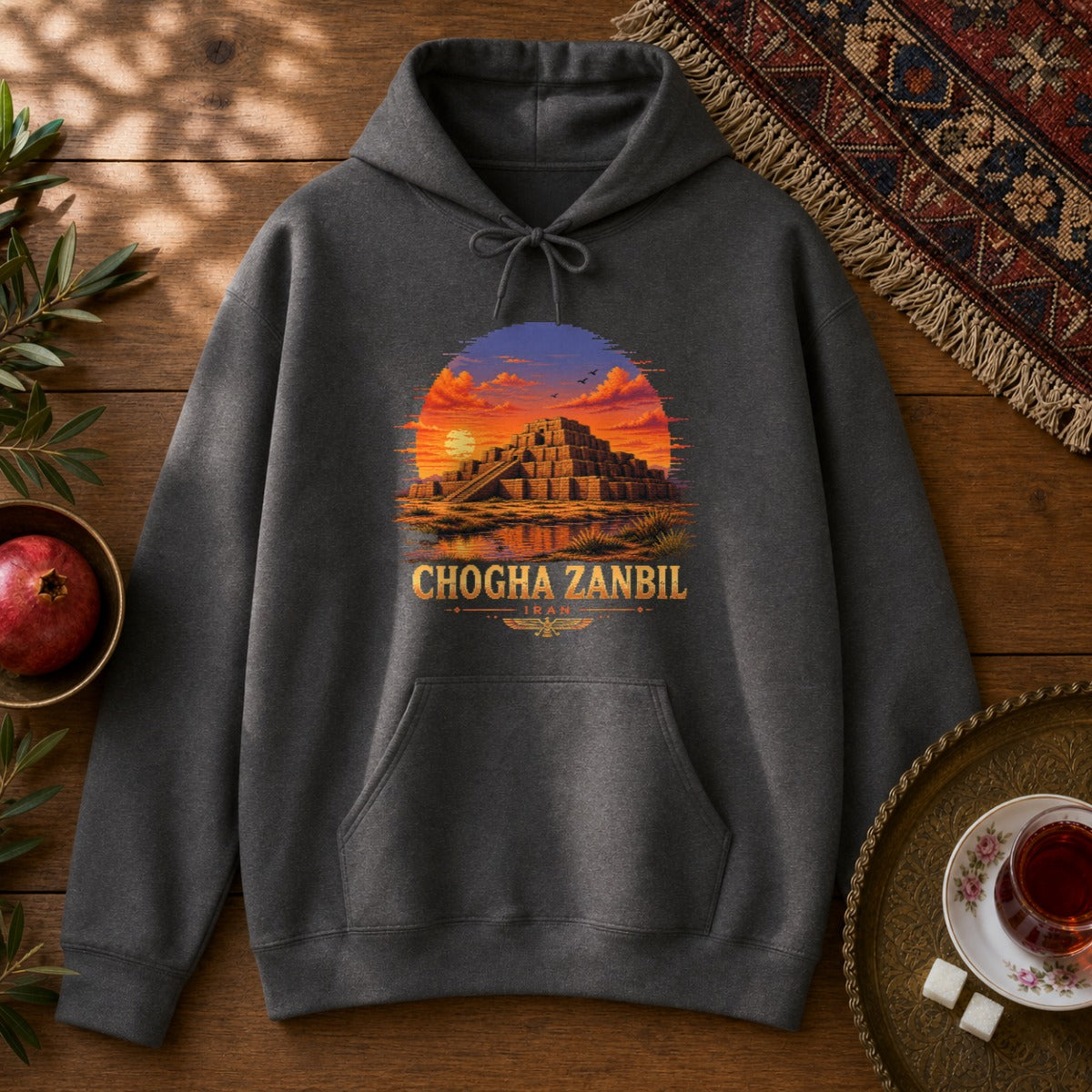 Chogha Zanbil - Pixel Art Hoodie - Dark Heather