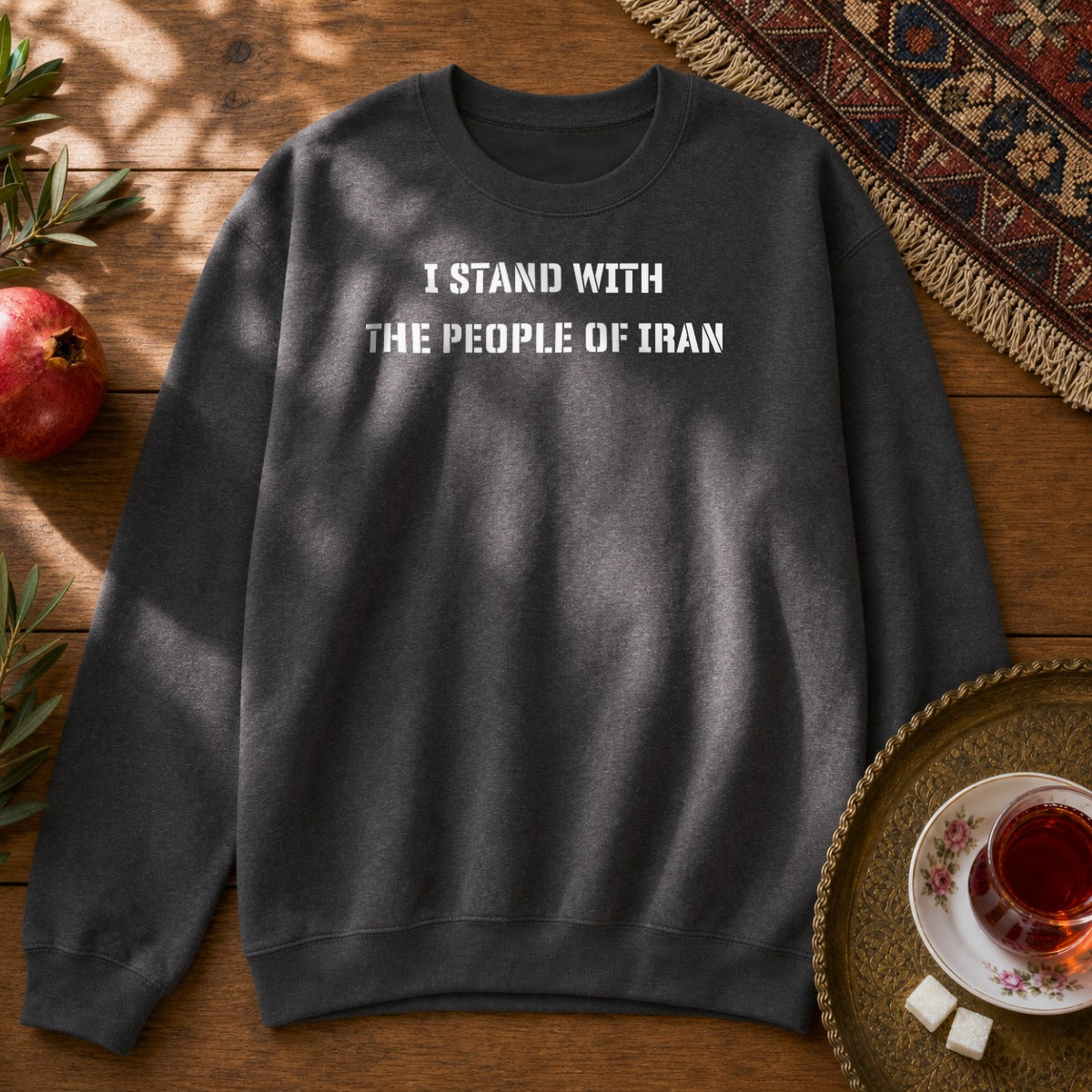 I Stand with the People of Iran - Stencil Sweatshirt - Dark Heather
