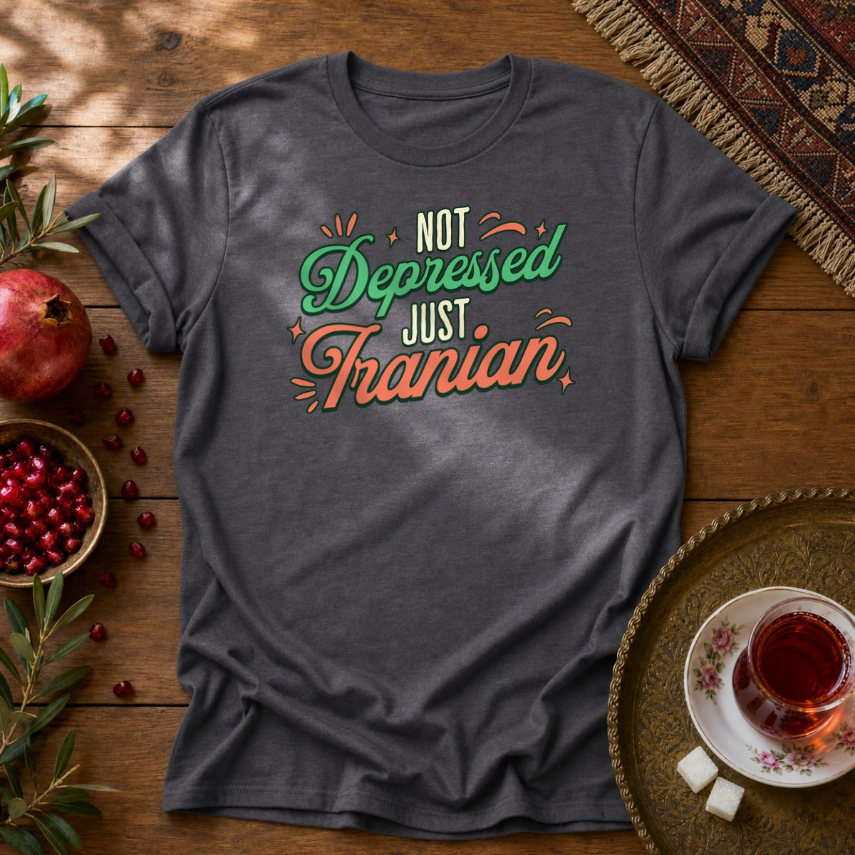 Not Depressed. Just Iranian. Unisex T-Shirt - Dark Heather