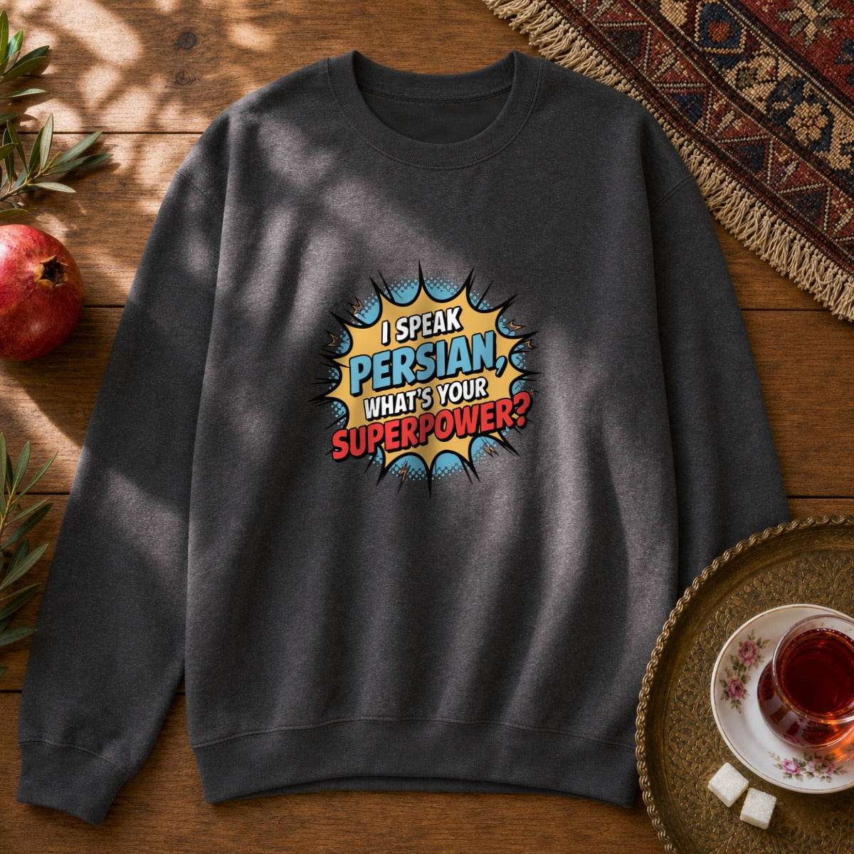 Persian Superpower Sweatshirt - Dark Heather