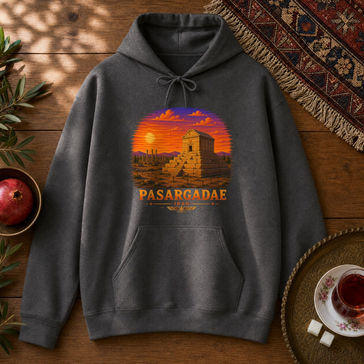 Pasargadae - Pixel Art Hoodie - Dark Heather