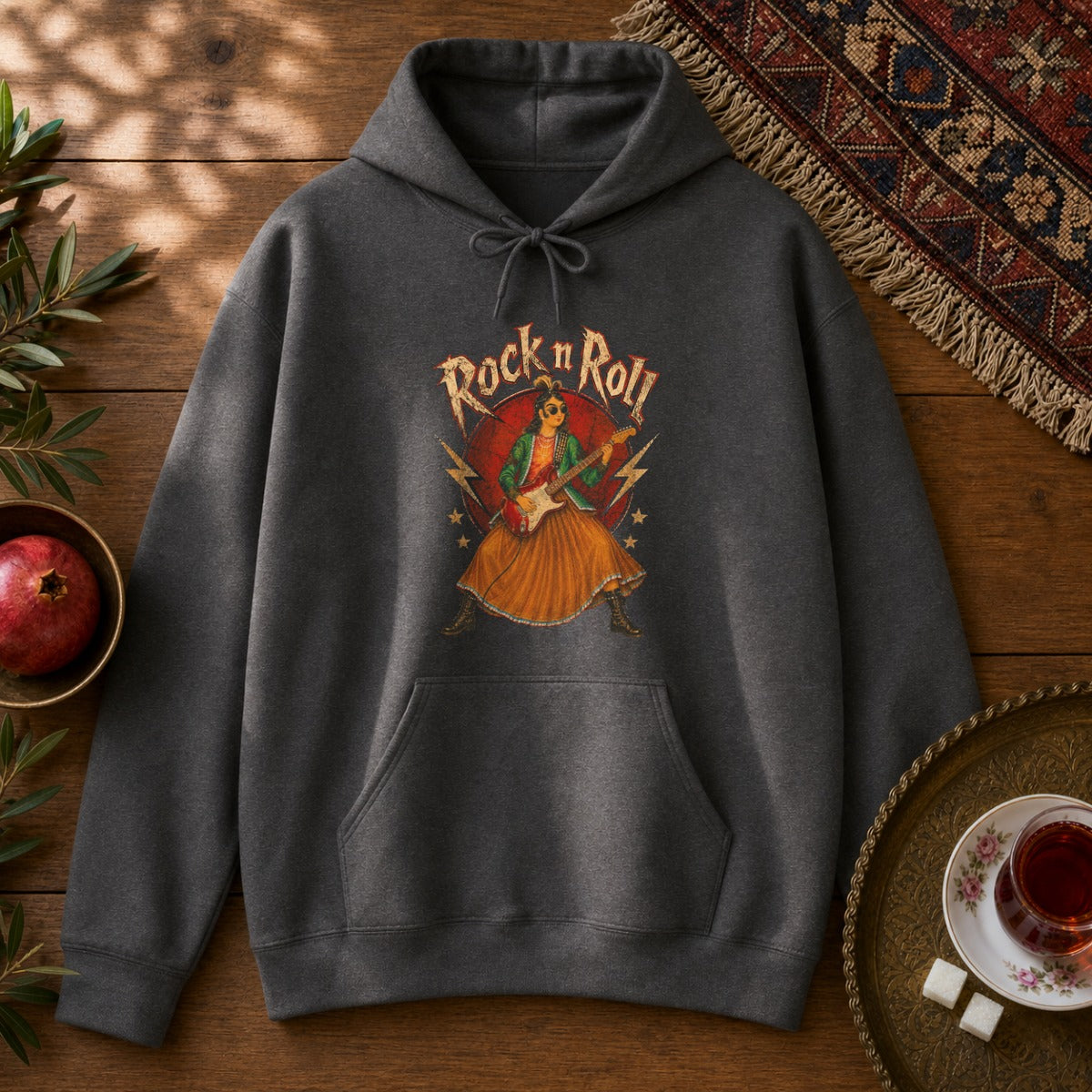 Rock n Roll Hoodie - Dark Heather