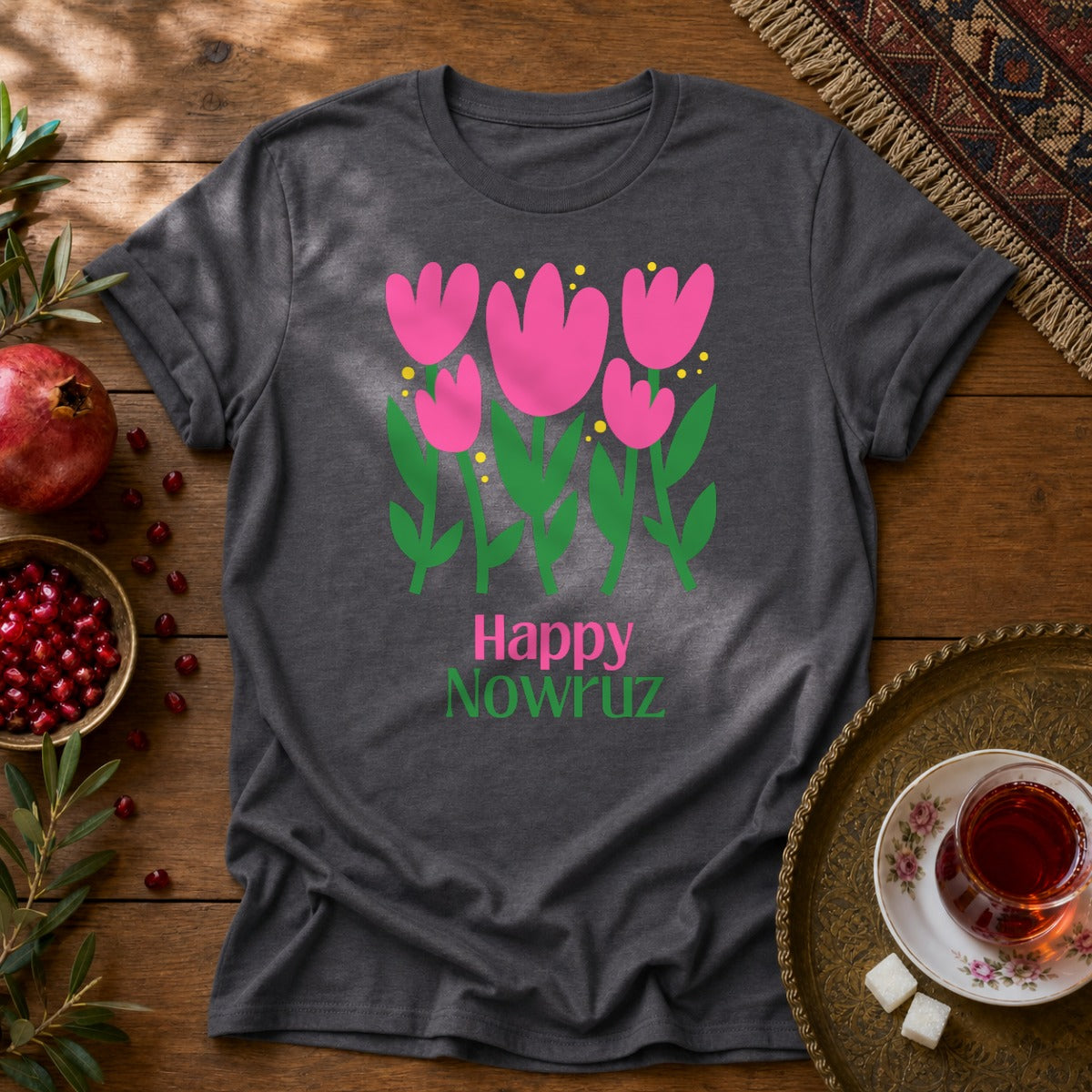 Nowruz Tulips Unisex T-Shirt - Dark Heather