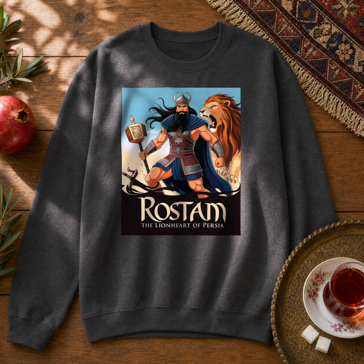 Rostam, the Lionheart of Persia Sweatshirt - Dark Heather