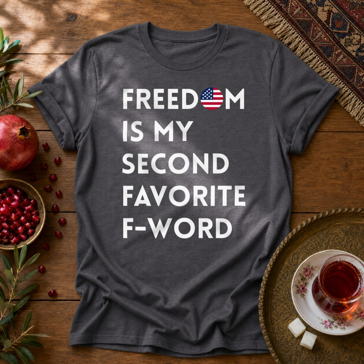 Freedom is my Second Favorite F-word - US Unisex T-Shirt - Dark Heather